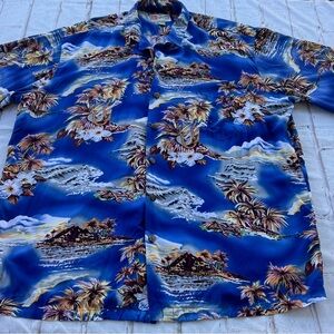 Hilo Hattie Ocean Blue Tropical Men's Shirt